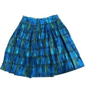 Talbots Size 14 Cotton Skirt Blue Green